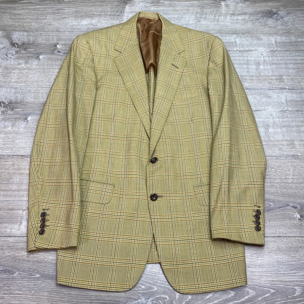 Oxxford Clothes Manhattan II N2 Blazer Men's‎ 40R Gossamer Grain Wool Plaid USA